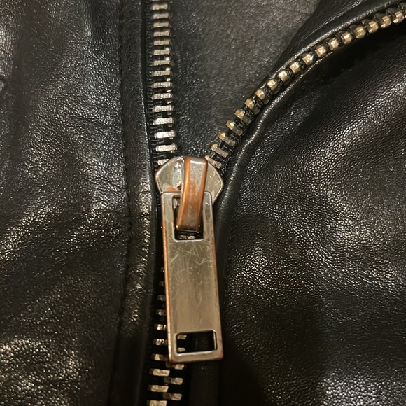 Zara Moto Leather Jacket medium black motorcycle - Picture 7 of 10